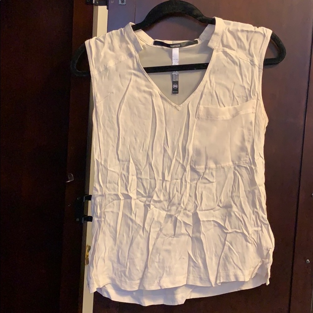 Kensie V neck blouse with pocket